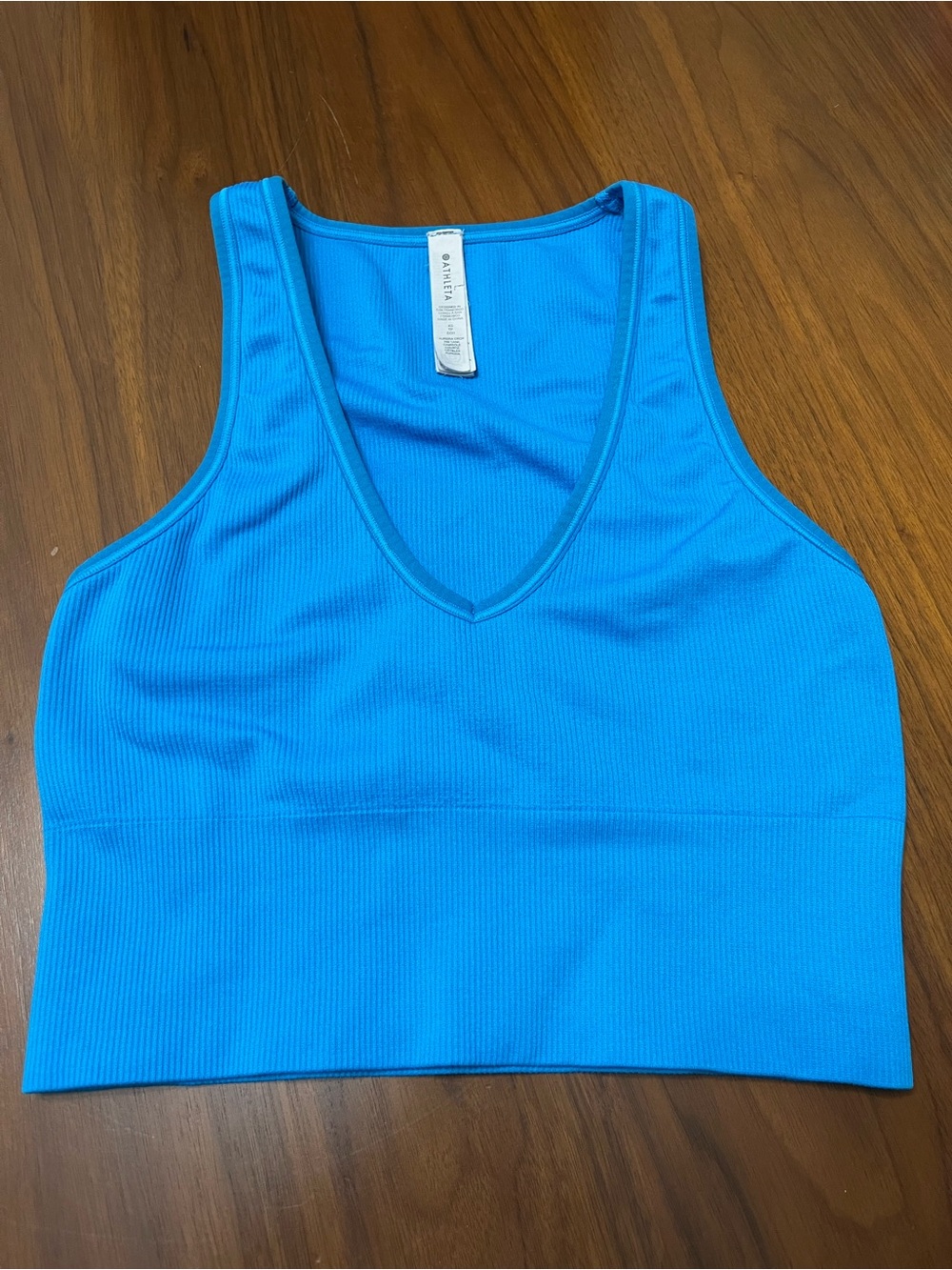 Athleta V-Neck Ribbed Sports Bralette - Bright Blue
